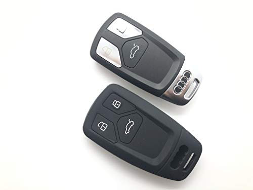 Coque en silicone pour clefs de voiture, avec 3 boutons, pour Audi A3, A4, A5, A6, A7, Q2, Q3, Q5, RS4, RS5, RS6, SQ7, Q7, A8, TT, Quattro S-Line 2016 2017, noire.