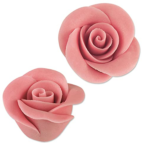 24 Rosen aus Marzipan, gross, rosa | 44mm | Tortendekoration | Essbar