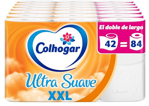 Colhogar Ultra doux XXL 7 x 6 - Papier toilette doux - Paquet de 42 rouleaux extra larges - Papier de toilette à 2 couches - 100% sans parfum - Blanc