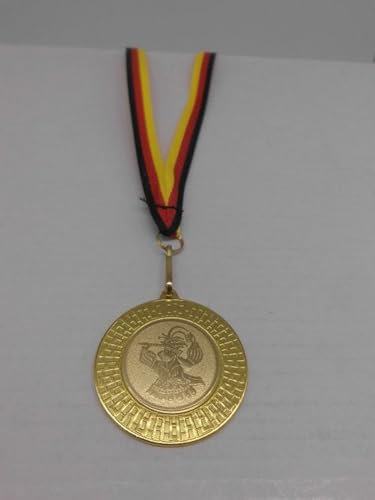 Karneval 10 Stück Medaillen aus Stahl 40mm - mit einem Emblem - Prinz - Fasching - inkl. Medaillen Band - Farbe: Gold - mit Alu Emblem 25mm - (9285)