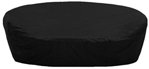 Kaufpirat Premium Abdeckplane Sonneninsel Rund Ø 200x85 cm Holzbank Gartenmöbel Gartentisch Hülle Abdeckung Haube Schutzhülle Abdeckhaube 900 D, 500 g/m², 6.000 mm Wasserbeständigkeit Schwarz