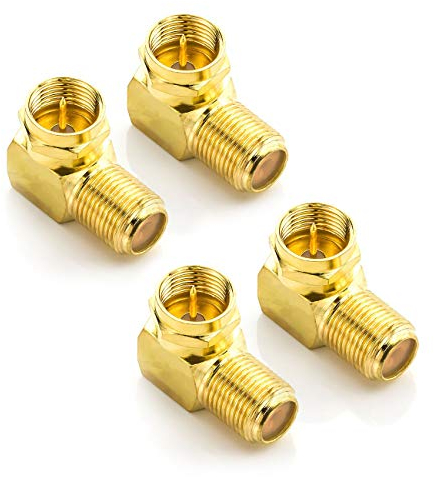 deleyCON 4x Adattatore Angolare Satellitare 90° Gradi per Cavo Coassiale F-Adattatore F-Presa Cavo Satellitare Accoppiamento F-Angolo Spina Adattatore Angolare - 4 Pezzi