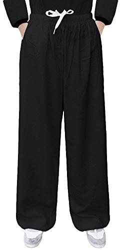G-LIKE Tai Chi Trainingshose Haremshose – Traditionelle Chinesische Kampfkunst Kung Fu Wushu Yoga Unisex Damen Herren Freizeithose Weite Beine Aladinhose Jogginghose Baumwolle Leinen (Schwarz, XL)