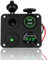4 groupes 12V/24V Panneau d'interrupteurs à bascule marche/arrêt Avec double prise USB,Briquet,Voltmètre pour voitures,caravanes,remorques,bus,bateaux,yachts,marine (Lumière verte)