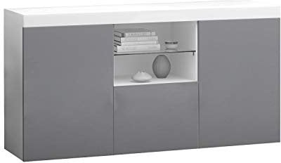 Panana Sideboard Modern Living Room Cupboard Unit Cabinet Furniture With RGB LED Lights LxWxH 53.15x13.39x27.56inch (Grey)