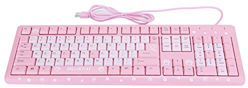 USB Keyboard, 104 Keys Wired Keyboard, With Multiple Drainage Holes, For home, business office, games(Pink)