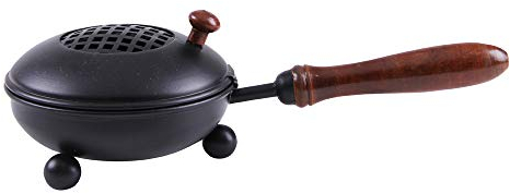 Bitto Braciere per Incenso SALUK Metallo con Manico di Legno, Lunghezza: 20 cm, Altezza: 7 cm, Ø 8 cm