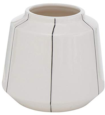 CasaJame Keramikvase, Moderne Vase schwarz-weiß gestreift, Wohnzimmer Dekoration, H12cm D13cm, stilvolles Design, Vase für Blumen, minimalistische Inneneinrichtung