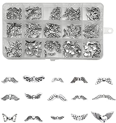 Dtoterul Engelsflügel Basteln 150 Stück Engel Flügel Metall Flügel Spacer Perlen Engelsflügel Spacer Flügel Perlen Engel Flügel Spacer Engelsflügel Perlen Flügel Engel Metallperlen