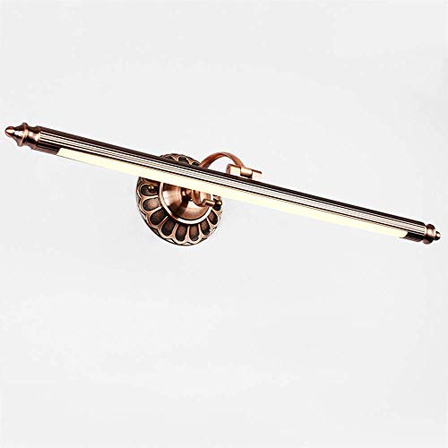 Quevia-Eletro Rote-Bronze Spiegelleuchte Vintage/Retro LED 8W Spiegellampe Drehbares Warmeslicht 3000K Eisen& Acryl 50CM Wandleuhcte für Bad Leselicht Dresser Wandbild Schminklicht Bilderlampe