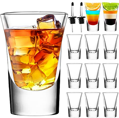 Juego de vasos de chupito transparentes de 35 ml con base pesada, vasos de chupito a granel para cóctel, vodka, expresos, licores, tequila y postres (paquete de 12)