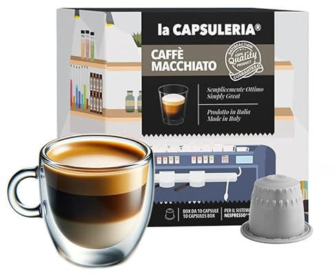 Café MACCHIATO (80 Capsules) compatible avec Nespresso, Lot de 8 x 10 Capsules (80 portions tot) - la Capsuleria