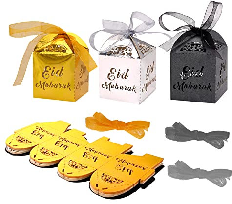 30 Stück Geschenkbox für Eid Mubarak Ramadan Geschenkboxen für muslimische Ramadan Eid Party Supplies Islamisches Neujahr Geschenkboxen Süßigkeiten Goodies Boxen Eid Party Dekoration