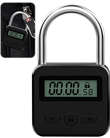 CJBIN Smart Time Lock, Lucchetto Smart con LCD Display, Lucchetto Antiscasso ricaricabile USB Lucchetto Digitale, per Prevenire Le Cattive Abitudini (Nero)