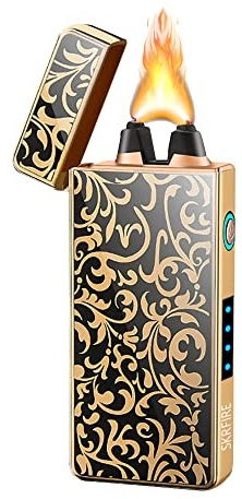SKRFIRE Arc Electric Lighter - Rechargeable USB Plasma Lighter with LED Battery Indicator (Flower)