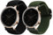 kwmobile Pulsera compatible con Huawei Watch GT3 (42mm) / Watch GT2 (42mm) / Watch 2 correa - 2x Correas de nailon trenzado - Tamaño ajustable - negro/verde