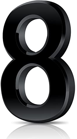 Vicloon Hausnummer, 8 in Schwarz Acryl Hausnummer,Höhe 7.5cm, Selbstklebende Haus-Nummer, für Tür, Briefkasten, Außen, Anti-Friktion, Wetterfest