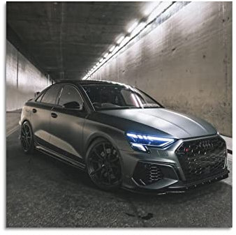 Auto-Poster Audi RS3 Sportback Performance Auto Poster Dekorative Malerei Leinwand Wandposter und Kunstbild Druck Modern Familie Schlafzimmer Dekor Poster 50 x 50 cm