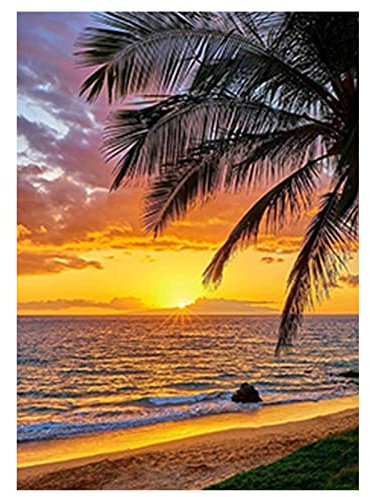 Diamond Painting Bild Strand Meer Palmen 40x50cm Diamant Painting Bilder Erwachsene Strand Diamond Painting Sonnenaufgang Meer Diamant Malerei Kreuzstich Stickerei Dekoration Diamant Mosaik