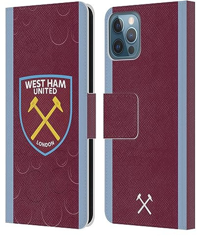 Head Case Designs Officially Licensed West Ham United FC Home 2023/24 Crest Kit Leather Book Wallet Case Cover Compatible With Apple iPhone 12 / iPhone 12 Pro