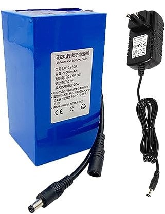 SSCYHT DC 12V Rechargeable Li-Ion Battery 12 Volts Lithium Battery Pack for 12V Power Device Portable Polymer Lithium Battery with Charger,12V24000MAh