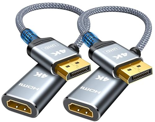 Highwings 4K DisplayPort to HDMI Adapter 2 Pack, Uni-Directional DP to HDMI