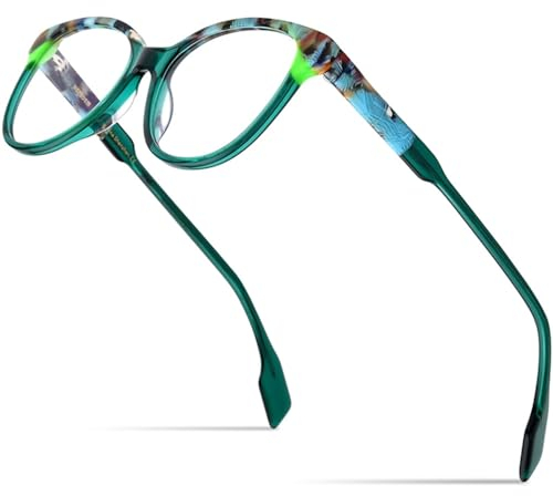 MUTYNE Mehrfarbige Acetat-Brillenfassung für Herren, Vintage, quadratisch, für Damen, Brillen, Grün, Einheitsgröße