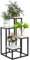 Outsunny Scaffale per Piante a 4 Livelli, Scaffale Porta Fiori e Vasi in Acciaio e Legno per Interni ed Esterni, 34x34x70cm, Bianco e Nero