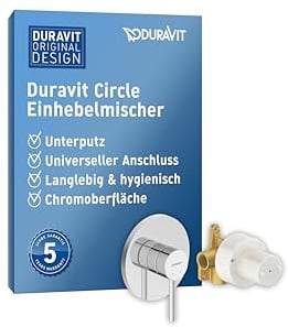 Duravit Circle Duscharmatur Set für 1 Verbraucher, inkl. Fertigmontageset mit Unterputz-Grundkörper, Einhebel-Brausemischer mit Keramikmischsystem, Chrom