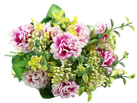 Qinlenyan Ramo de flores artificiales de seda sintética, flores de crisantemo, realista, bajo mantenimiento, con piezas pequeñas, color morado