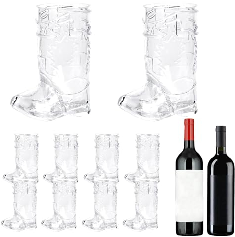 Tasses de fête avec bottes de cow-boy, tasses de boisson de cow-boy | Chopes à bière transparentes Ensemble de tasses réutilisables 10 | Ensemble de verres à boire compacts pour bottes de