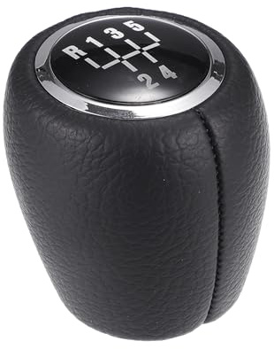 Partuto Schaltknauf 5-Gang Für Chevrolet Cruze 2008-2012 1 Stück | Aus Kunststoff Und Kunstleder, Farbe Schwarz-Silber, Lochdurchmesser 10 mm, Abmessungen 55x53 mm, Ergonomisches Design