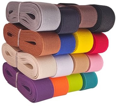 222032 elastische Bänder, 1,9 m, 16 Farben, doppelseitig, gewebt, flach, schwer, dehnbar, elastisch zum Nähen von Hosen, Bund (gemischte Farben 1, 3/4 Zoll, 222032)