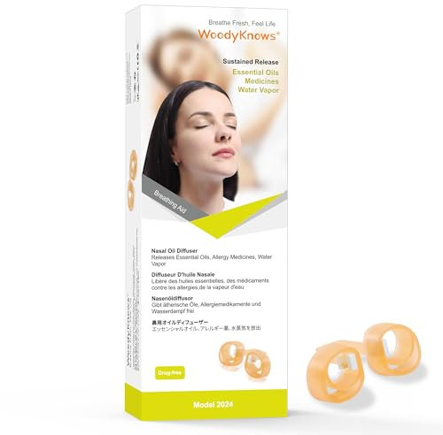 WoodyKnows Nasenöldiffusor, Modell 2024 Soft │ Unsichtbare persönliche Aromatherapie │ Generisches Nasenspraygerät (Probe-Pack XS/S/M/L)