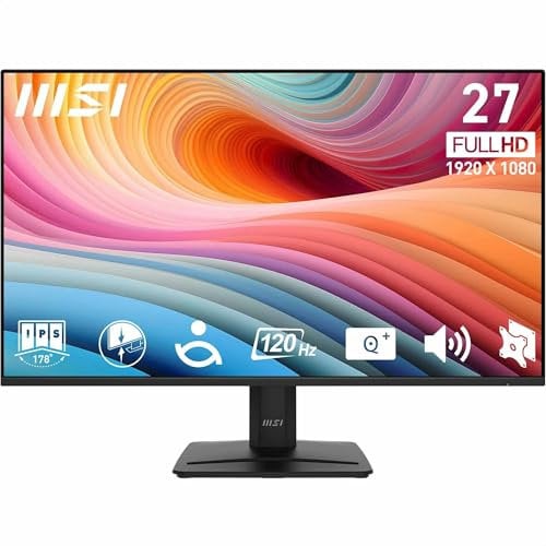 MSI PRO MP275 E2 Monitor 27 FHD - Pannello IPS 1920 x 1080, 120 Hz, schermo a protezione degli occhi, altoparlanti integrati, regolabile in inclinazione - Connessioni HDMI 2.0, DP (1.2a), D-Sub (VGA)