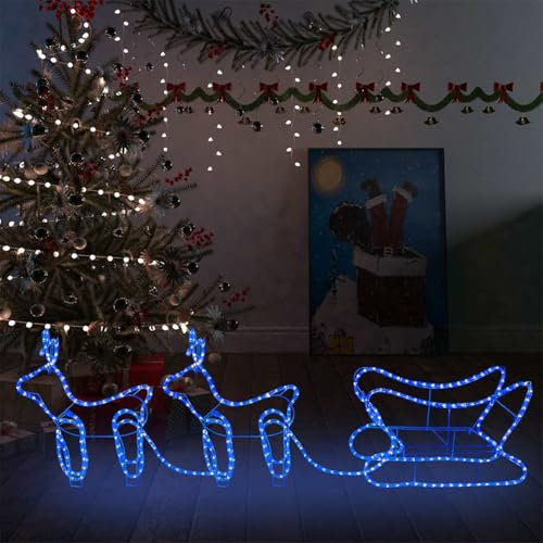 IKAYAA LED Rentier, Beleuchtet Dekofigur Weihnachtsdeko Weihnachten Beleuchtung Außen, Weihnachtsdekoration, Rentier, Weihnachten, Outdoor Weihnachtsdekoration Rentiere und Schlitten Outdoor 576 LEDs