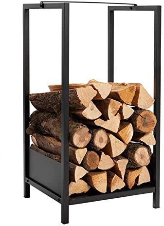 Kaminholzregal mit großer Kapazität und massiver Stahlplatte für Herd/Hinterhof, robuster Bauernhaus-Holzhalter