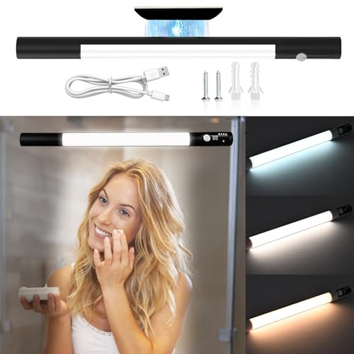 Fresum LED Schminklicht, Tragbare Schminkleuchte Dimmbar Schminktisch lampe Schminklampe Spiegellampe Schminktisch Beleuchtung Spiegelleuchte Spiegellicht Lampe Tageslicht (Schwarz)