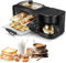 Máquina de Desayuno Eléctrica 3 en 1, Estación de Desayuno Multifuncional de 1050 W con Cafetera, Control de Temperatura de 100-230 ° y Temporización de 30 Minutos, Mini Horno para Máquina Black