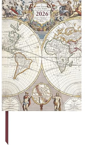 teNeues - Antique Maps 2026 – Buchkalender 16x22 cm | Wochenkalender im Vintage-Weltkarten-Design für Weltenbummler, mit Magnetverschluss: Magneto Diary