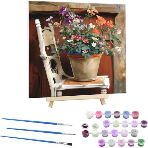 Paint by Numbers Kits for Adults Beginners, with Framed Canvas Kit for Kids, DIY Adult Paint by Number Kit Oil Acrylic, Flower Pot Painting Kits, Arts and Crafts for Home Wall Decor 32x32in Z-407
