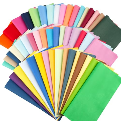 50 Farben Stoffreste zum Basteln, Bunt Patchwork Baumwolle Stoff zum Nähen | 20x20cm Quadrate Stoffpakete zum DIY Handwerk, Quilten, Dekoration