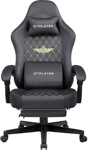 GTPLAYER Gaming Stuhl Stoff Gaming Chair Ergonomisch Bürostuh PC Stuhl, 150kg Belastbarkeit, Verstellbarer und Drehbarer Schreibtischstuh mit Federsitzkissen und Fußstütze, Grau