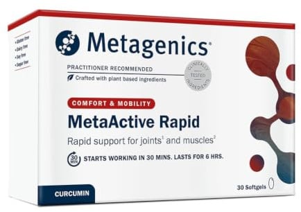 Metagenics MetaActive Rapid with Turmeric & Boswellia - 30 Capsules | Fast-acting naturally-derived formula with sesame seed oil to support fast relief from occasional muscle stiffness