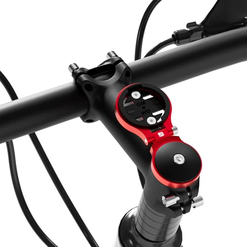 Adjustable Bike Stem Top Cap Computer Mount for Garmin Edge Explore, Lightweight Aluminum Alloy Bicycle GPS Computer Headset Cap Cover Mount, Combo Compatible with Bryton, Wahoo, and CATEYE Red