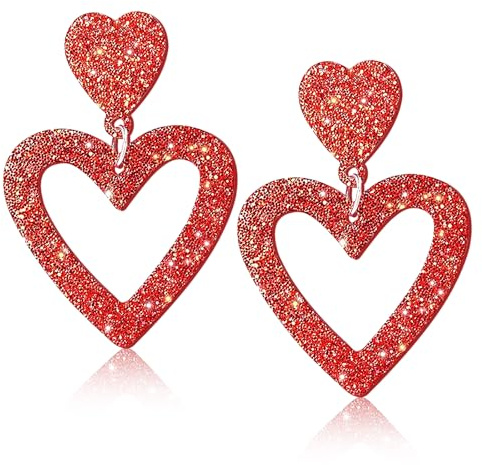 Herz Ohrringe, Rote Herz Ohrringe, Herz Ohrringe für Frauen, Romantische Valentinstag Ohrringes, Ohrringe Herzform, Ohrringe Damen, für Valentinstagsgeschenk für Damen Mädchen