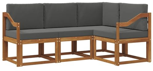 vidaXL Outdoor-Sofagarnitur mit Kissen 4 pcs Natur und Anthrazit, Outdoor Sofa, modernes Eckmöbel, Garten Lounge, langlebige Patio-Sitzgelegenheiten, Komfortables Terrassen-Set Wohnzimmer