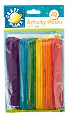 Craft Planet Lollipop Sticks Approx 50 Pieces, Assorted Colours, Extra Large Wooden Lolly Sticks, Art & Crafts Projects Model Making, Cake Pop Stick, Plant Labels, Ice Lolly, Wood, Coloured