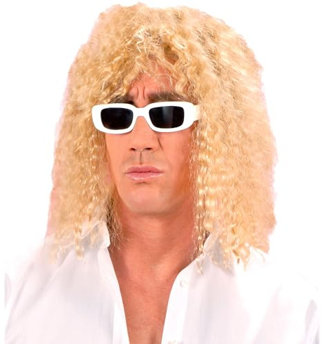 W WIDMANN MILANO Party Fashion - Rockstar Perücke blond | Blonde Kunsthaarperücke mit schulterlangen Locken - Kostümaccessoire für Karneval und Mottoparty