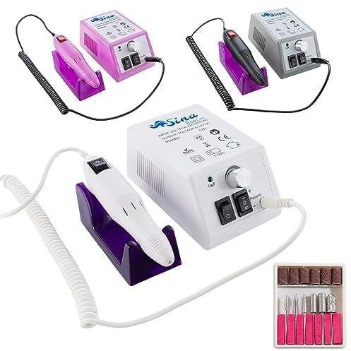 Sina Set Nagelfräser, elektrisch, Maniküre, Modell Eco Line, Weiß
